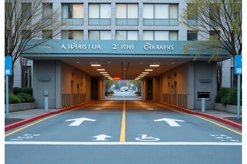 Détail de l'accès à un parking d'hôpital