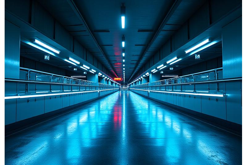 Détail de l'intérieur d'un parking futuriste à Lyon